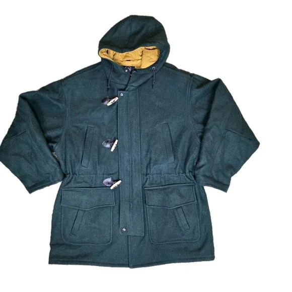 Aberdeen Wool Coat Jacket Men's‎ Size XL Made in The USA Nautical Green Wood